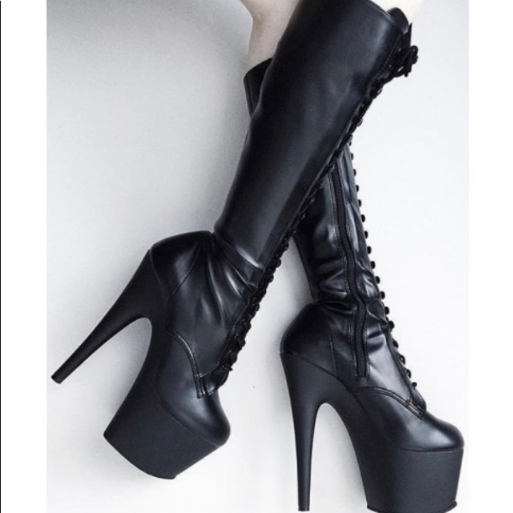 Pleaser Black Matte  knee high Boots